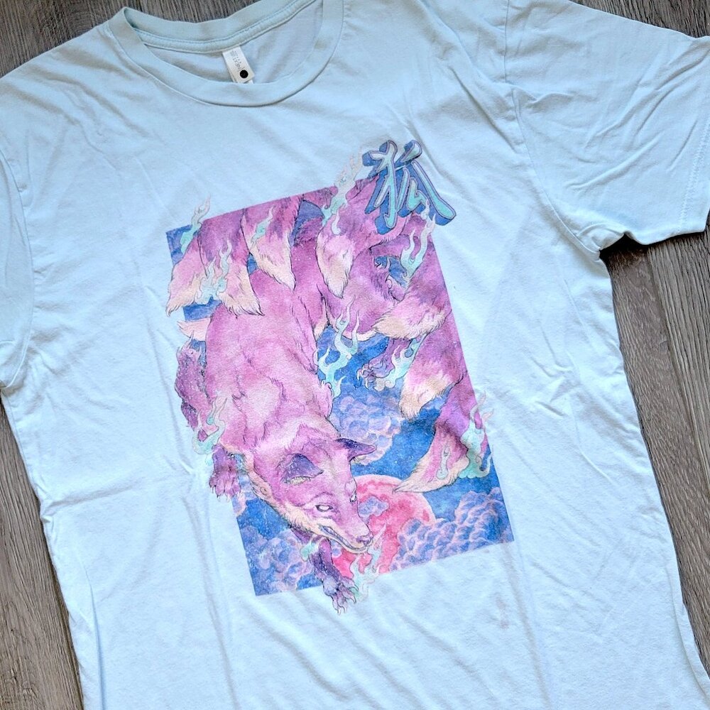 Next Level Men's Blue and Pink Anime T-shirt